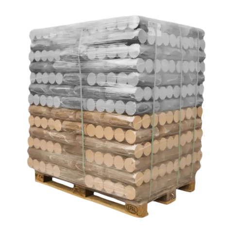 Pollmeier Buchenholzbriketts PEFC zertifiziert Palette 480 kg ( Halbe Palette )