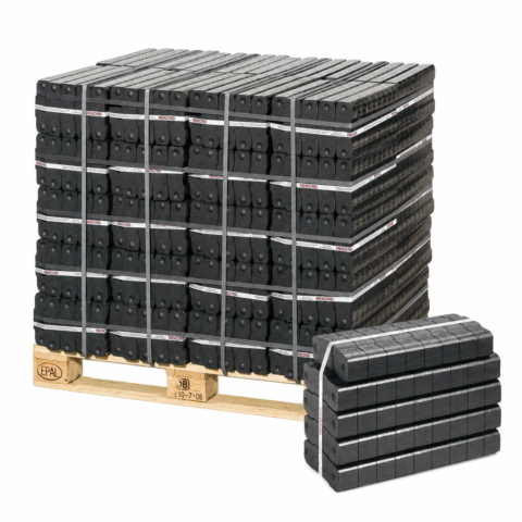 Braunkohlebriketts – 1.000 kg Palette (40 × 25 kg) – Papierverpackung