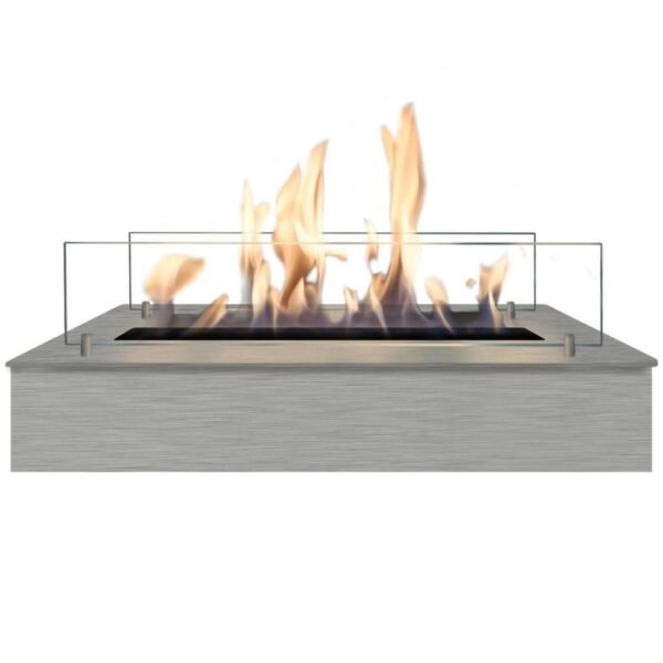Bioethanol-Brenner aus Edelstahl 58 cm mit Keramikeinsatz und Glasscheiben
