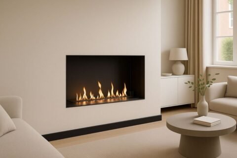 Bioethanol-Linienbrenner XL aus Edelstahl 80 cm mit Keramikeinsatz und Glasscheibe