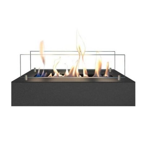 Bioethanol-Brenner M aus Edelstahl in Schwarz mit Keramikeinsatz und Glasscheiben