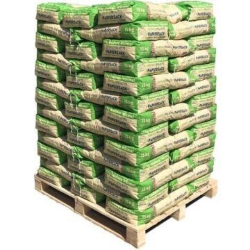 Holzpellets im Papiersack 15 kg – Palette mit 65 Säcken (975 kg)