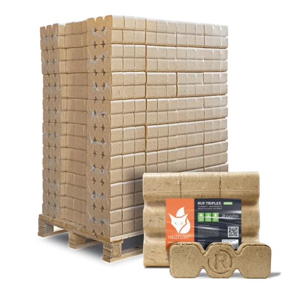 RUF Triplex Green Holzbriketts 96 × 10 kg 960 kg Palette Premium Nadelholzbriketts