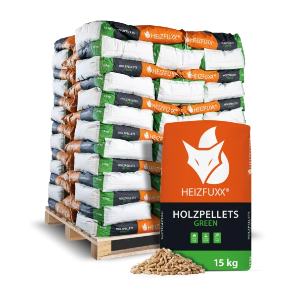 Holzpellets Green 65 × 15 kg 975 kg Palette ENplus A1 Premium Holzpellets im Papiersack