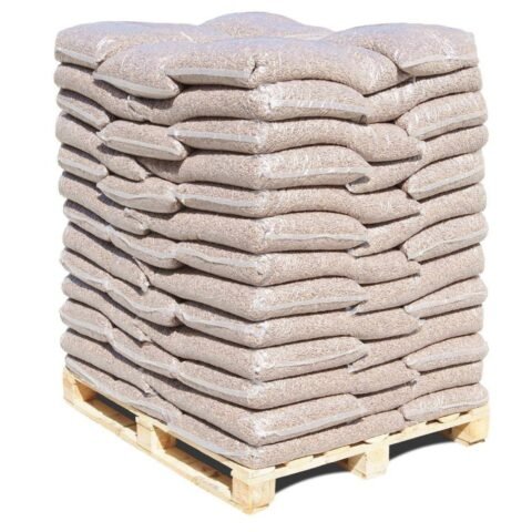 Hartholzpellets Eiche 6 mm – Palette mit 65 Säcken à 15 kg (975 kg)