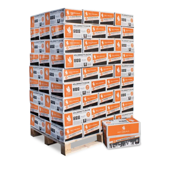 vaNestro Hartholzbriketts M 81 × 12 kg 972 kg Palette Premium NESTRO Rundbriketts aus Buche
