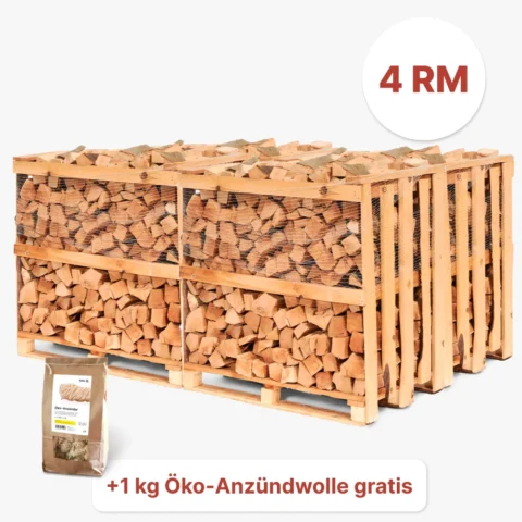 Kaminholz Buche Vorteilspaket 2, 4 oder 8 Raummeter kammergetrocknet Restfeuchte unter 20 %